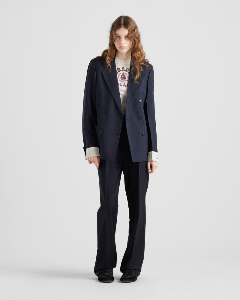Prada Double-breasted kid mohair jacket outlook