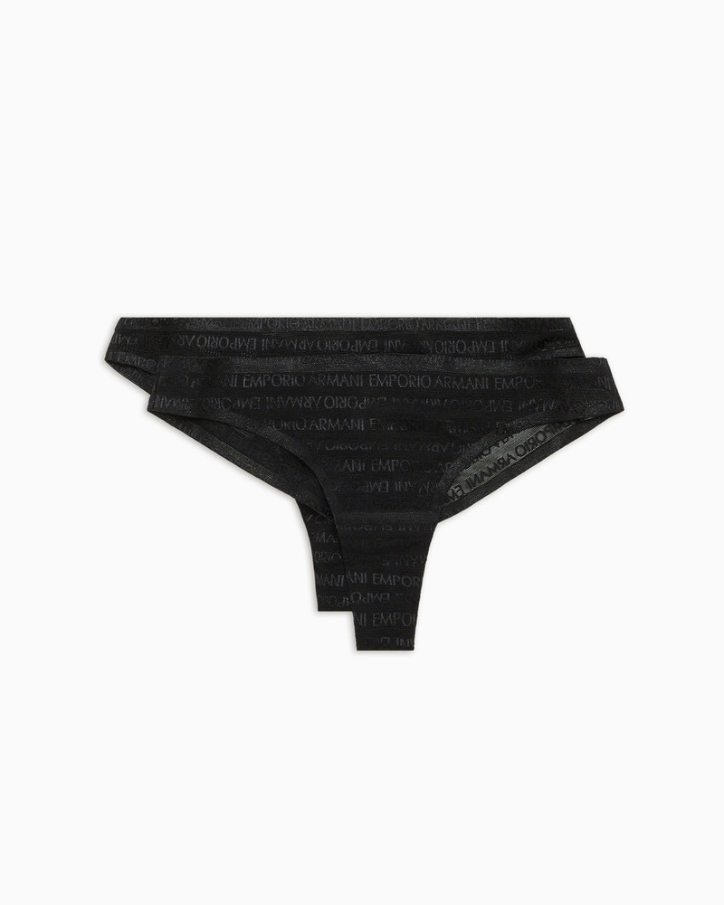 Two-pack of ASV recycled bonded mesh Brazilian briefs with all-over logo lettering 1