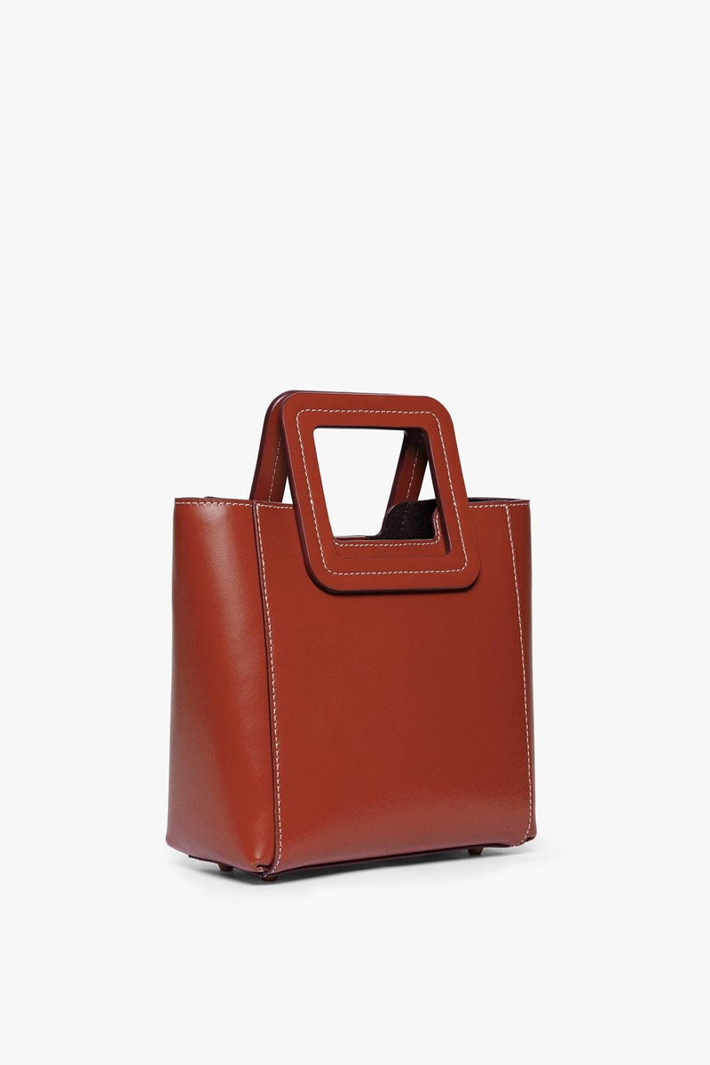 STAUD MINI SHIRLEY LEATHER BAG | COGNAC 6