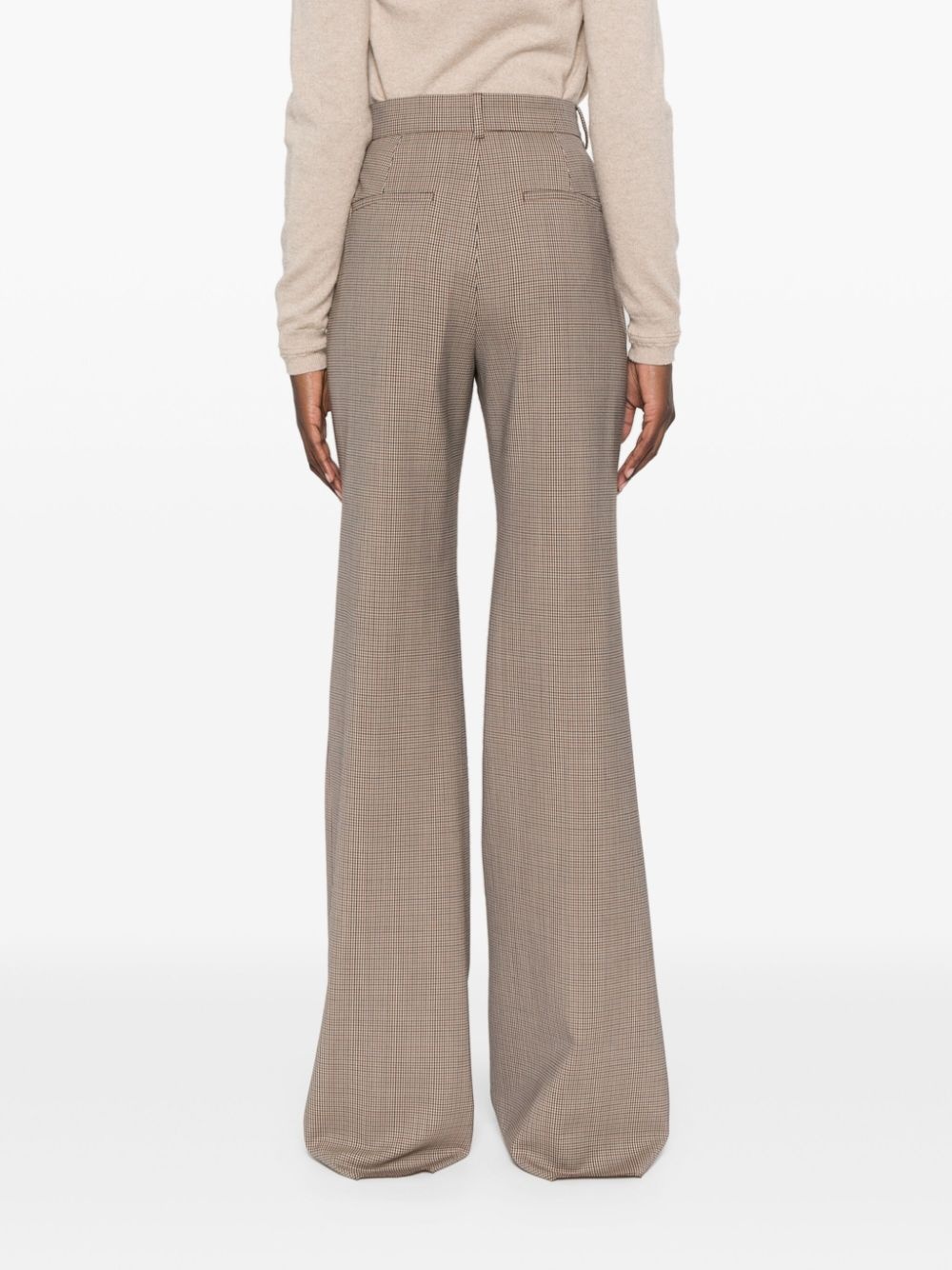 checked flared trousers - 4
