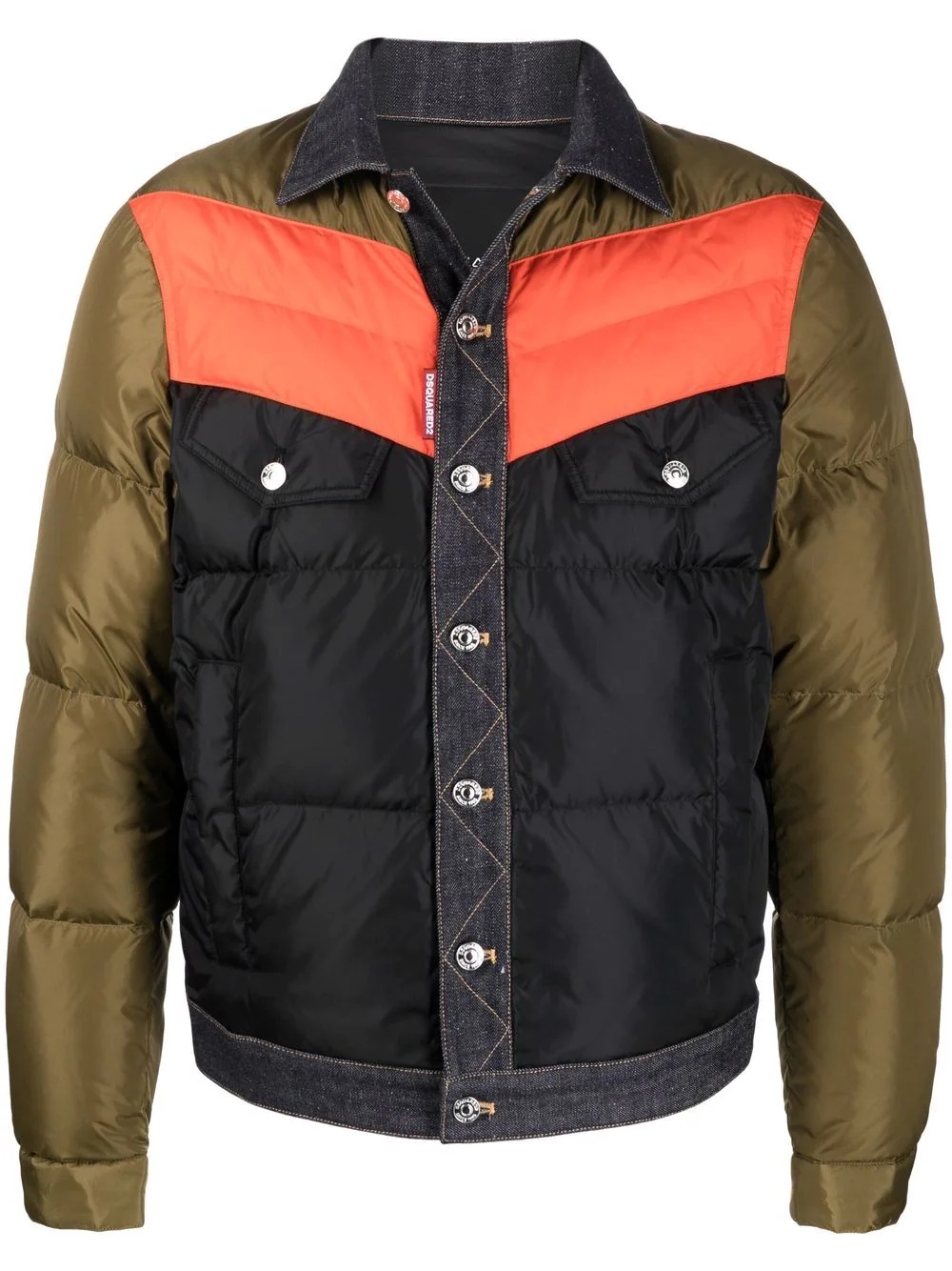 contrast buttoned padded jacket - 1