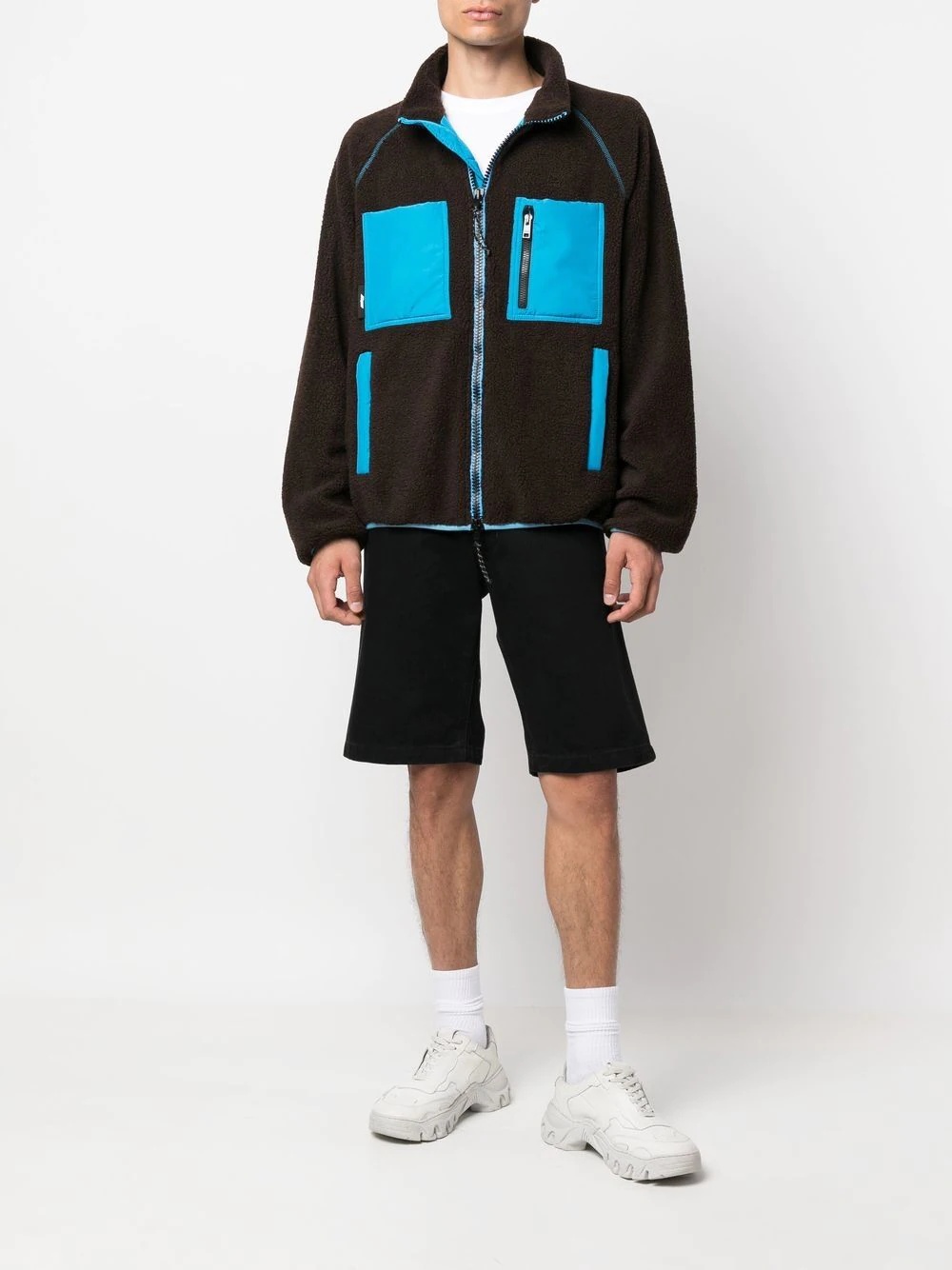 logo-patch fleece jacket - 2