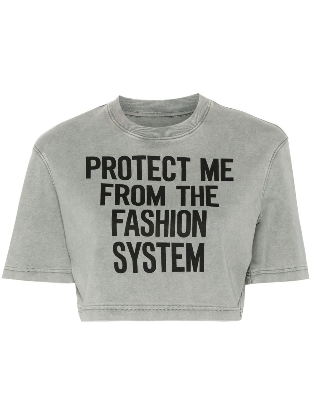 text-print cropped T-shirt - 1