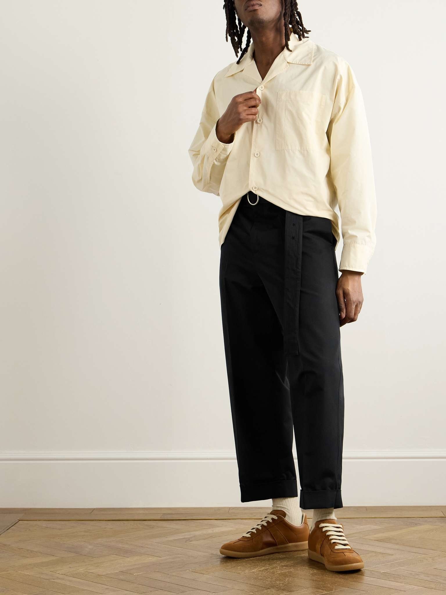 Cropped Straight-Leg Belted Cotton and Silk-Blend Poplin Trousers - 2