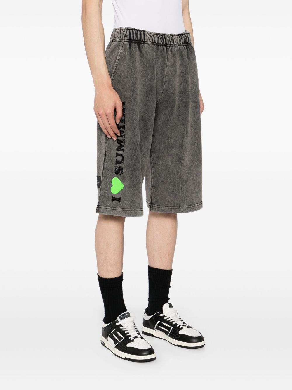 slogan print shorts - 3