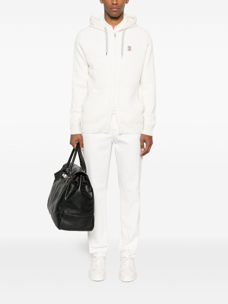 Brunello Cucinelli hooded ribbed zip-up cardigan outlook