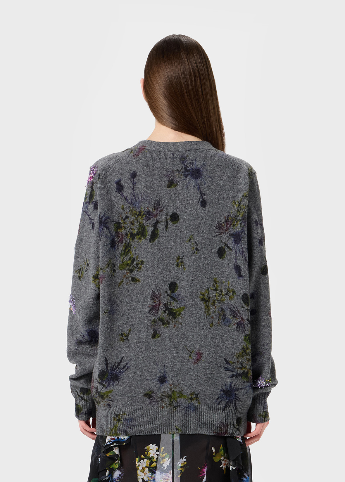 WOOL CARDIGAN WITH BOUQUET PRINT AND EMBROIDERY - 4