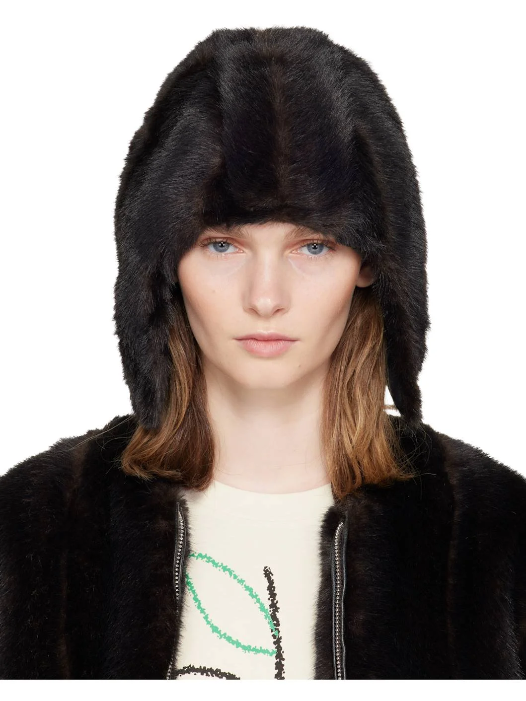Brown Faux Fur Aviator Hat - 1