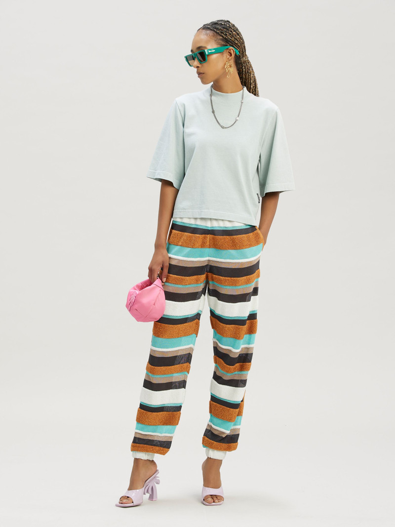 Palm Angels Lurex Stripes Knit Logo Pants outlook
