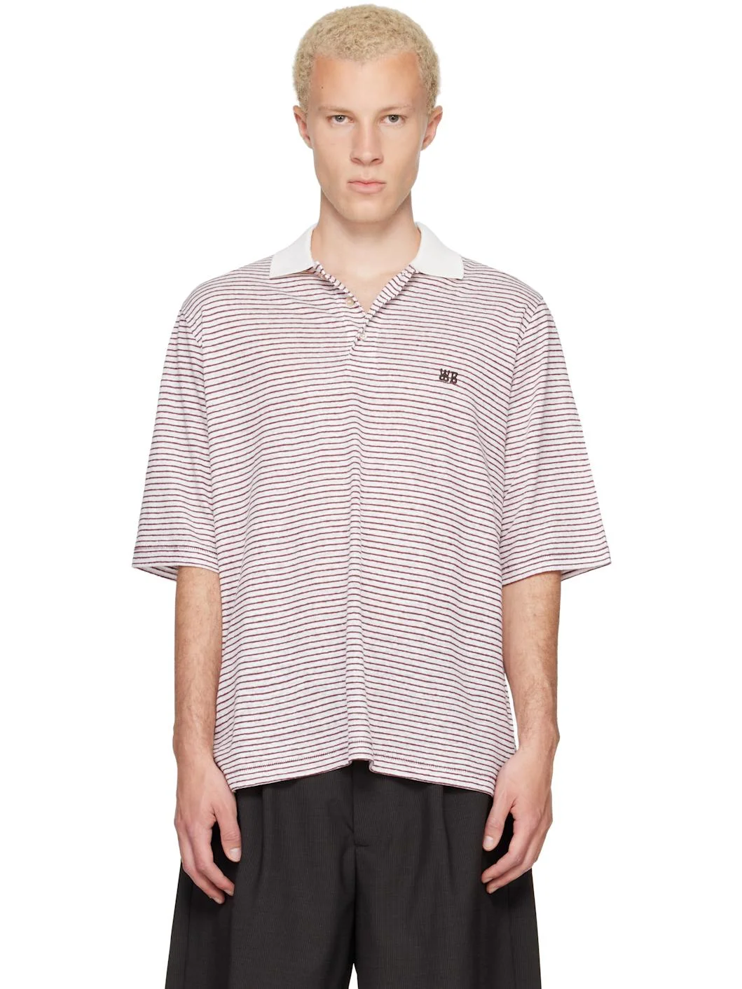 White & Red Bask Polo - 1