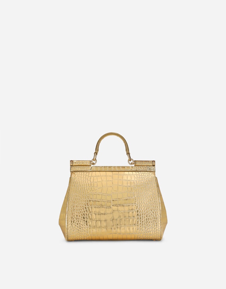 Small Sicily bag in foiled crocodile-print calfskin - 4