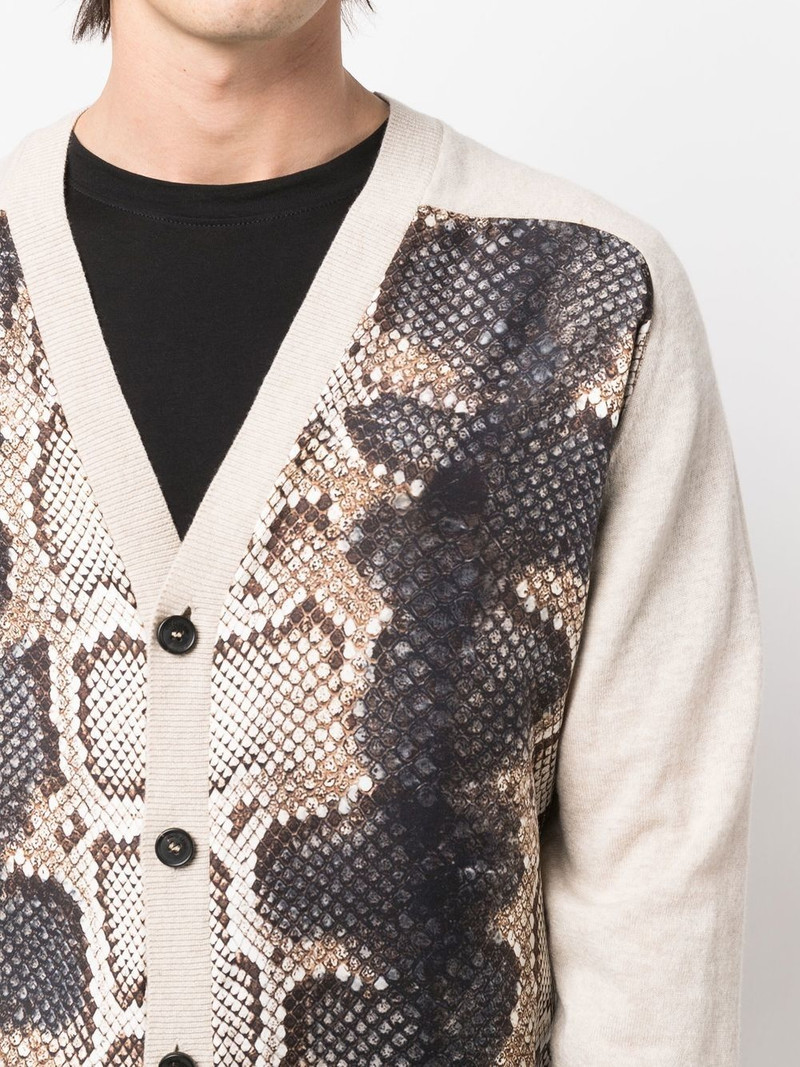 snakeskin-print panelled cardigan 5