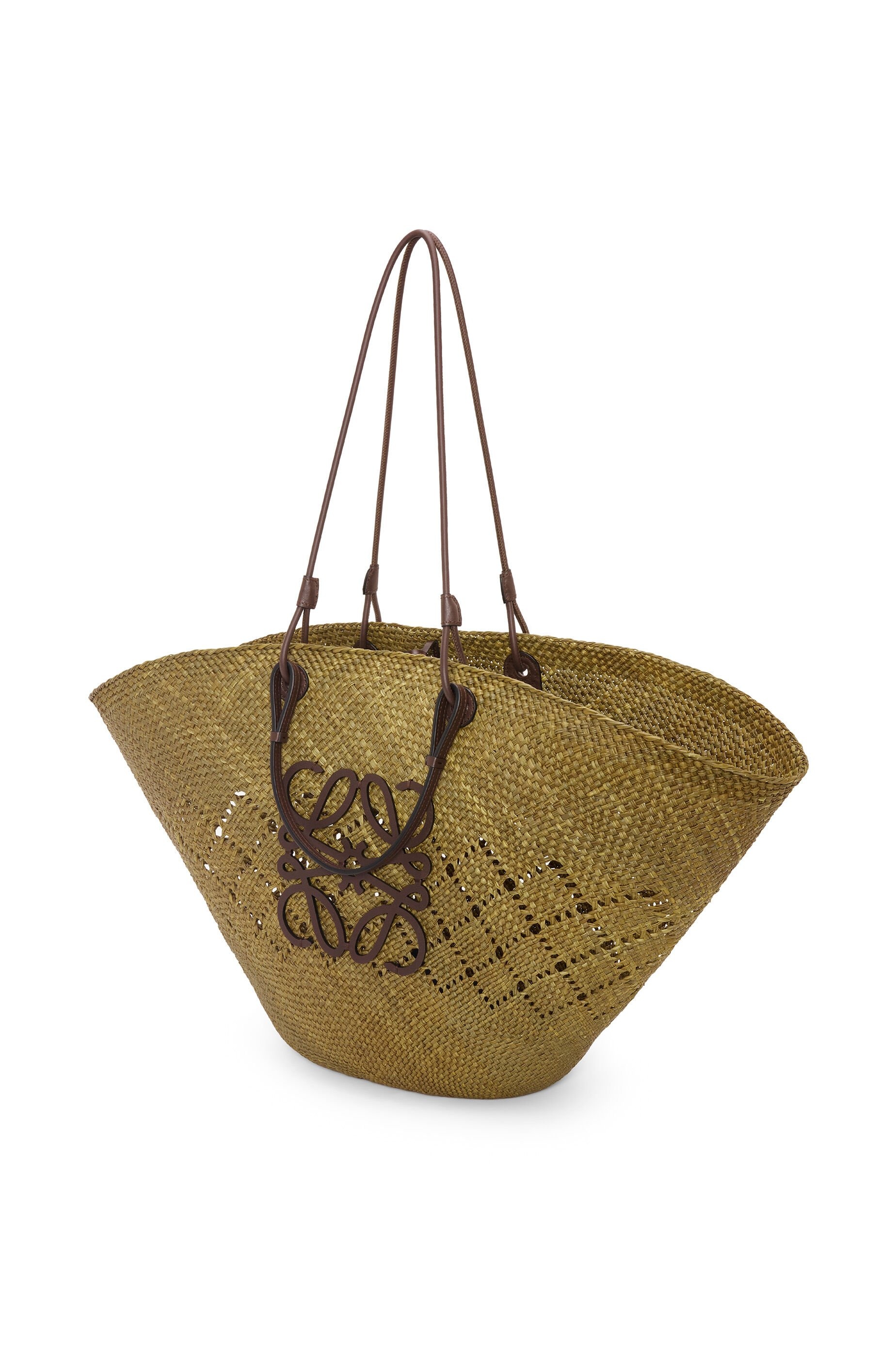 Large Anagram Basket bag in iraca palm and calfskin - 4