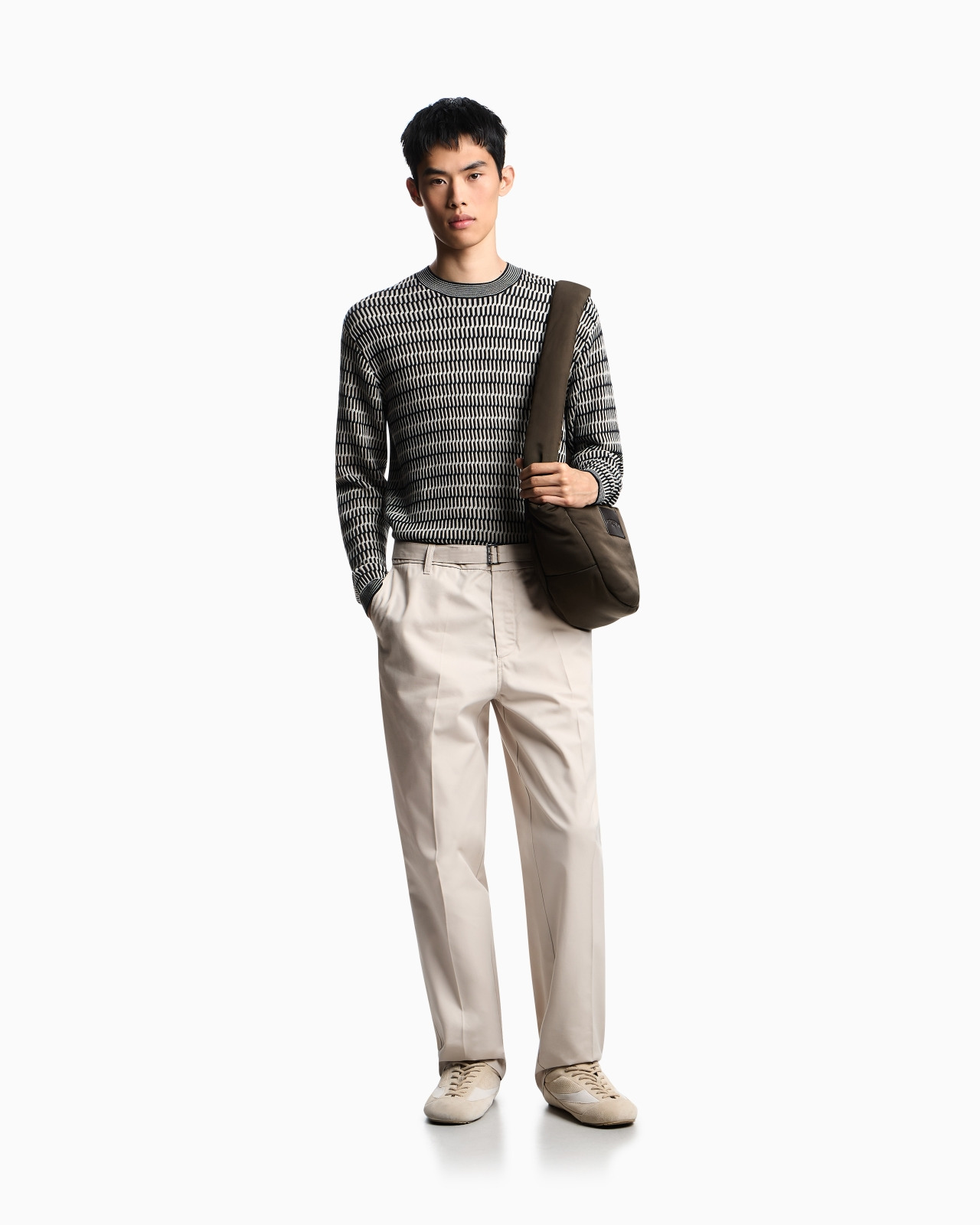 TWO-TONE EMBROIDERY-STITCHED JACQUARD VIRGIN WOOL JUMPER - 2