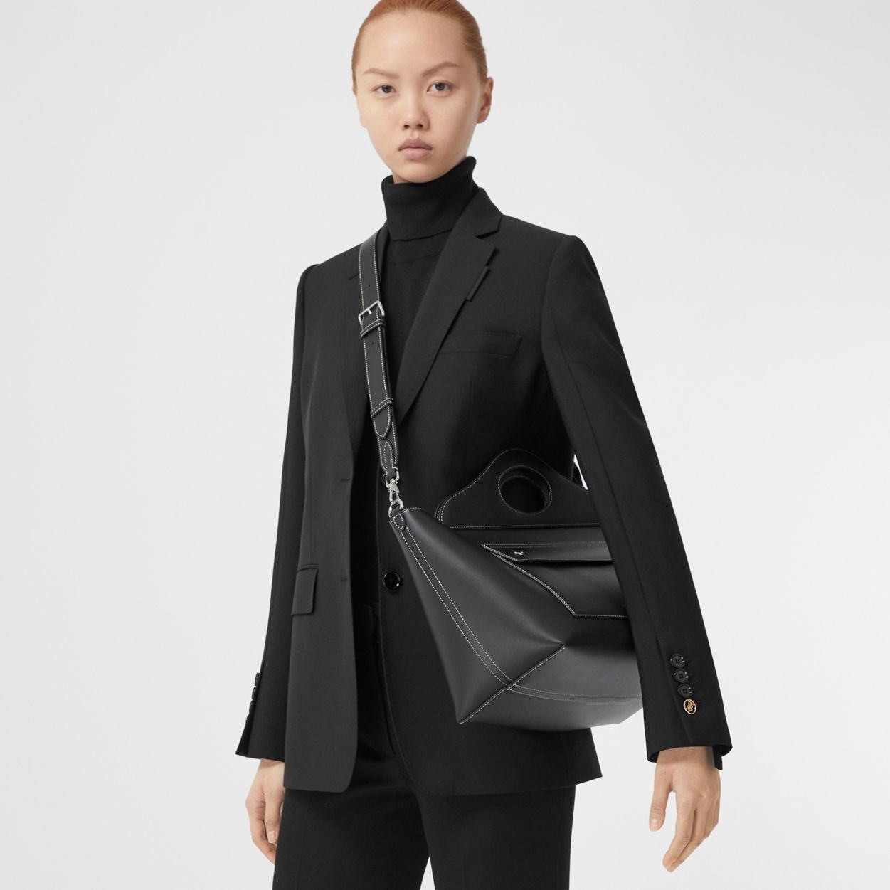 Small Leather Soft Pocket Tote - 3