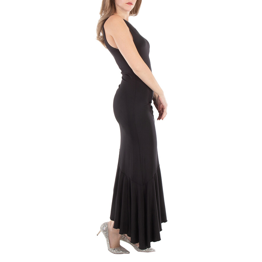 Rotate Ladies Black Gathered Asymmetric Midi Dress - 2