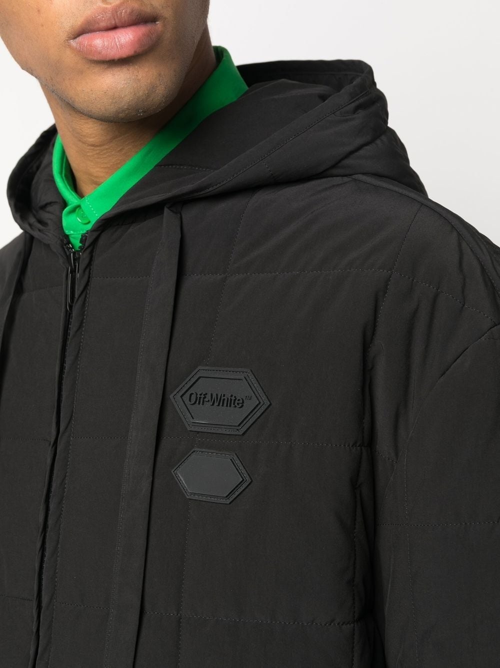 logo patch quilted jacket - 5