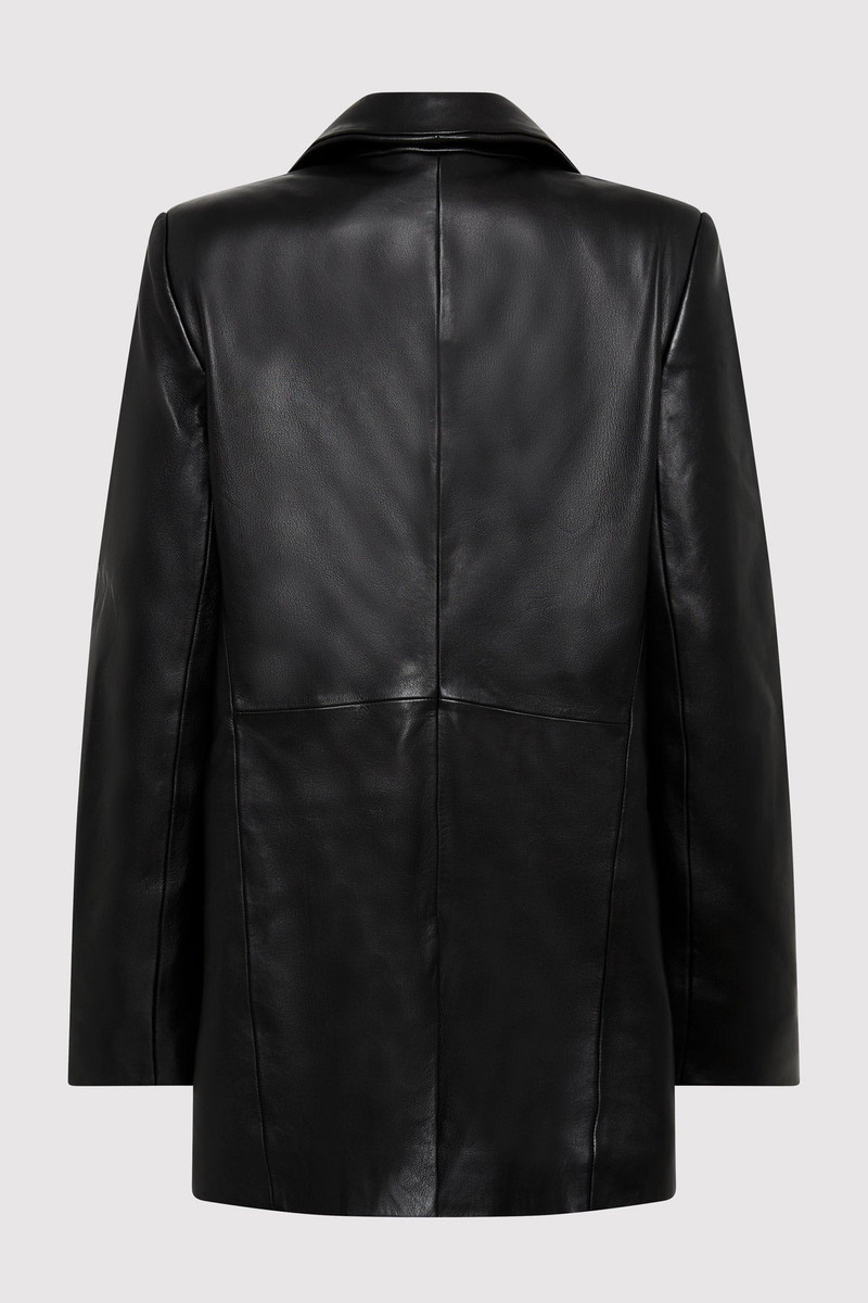 ST. AGNI Leather Blazer - Black outlook