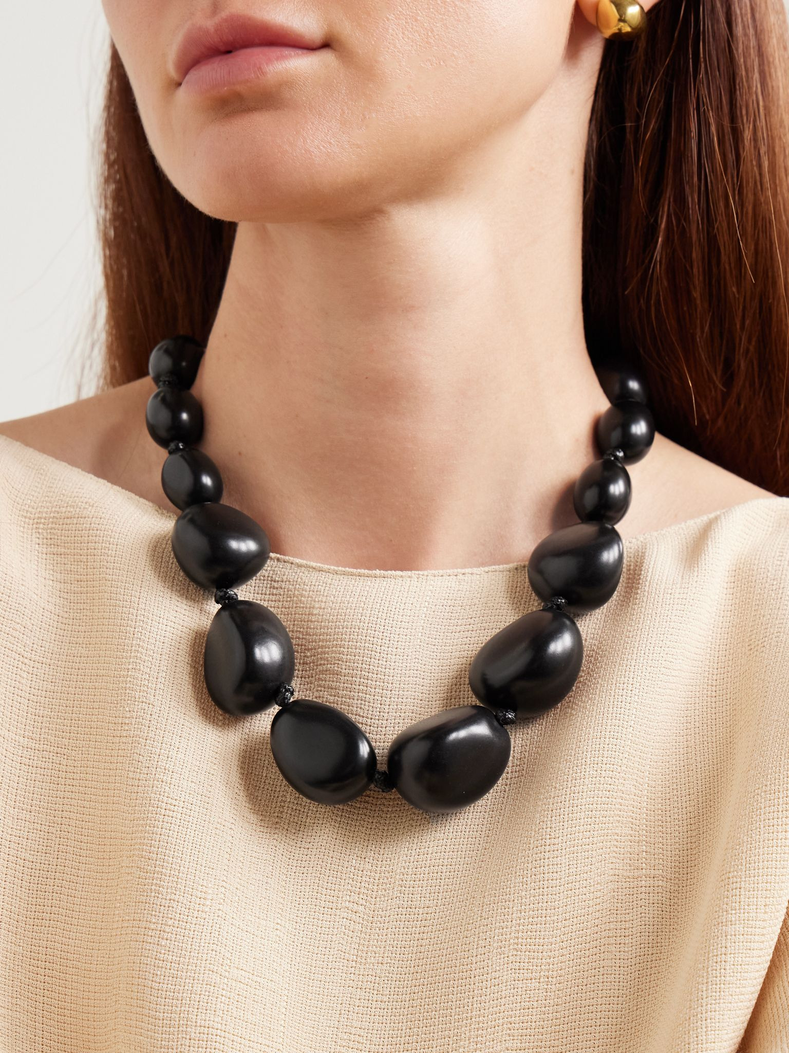 The Statement tagua and leather necklace Black - 2