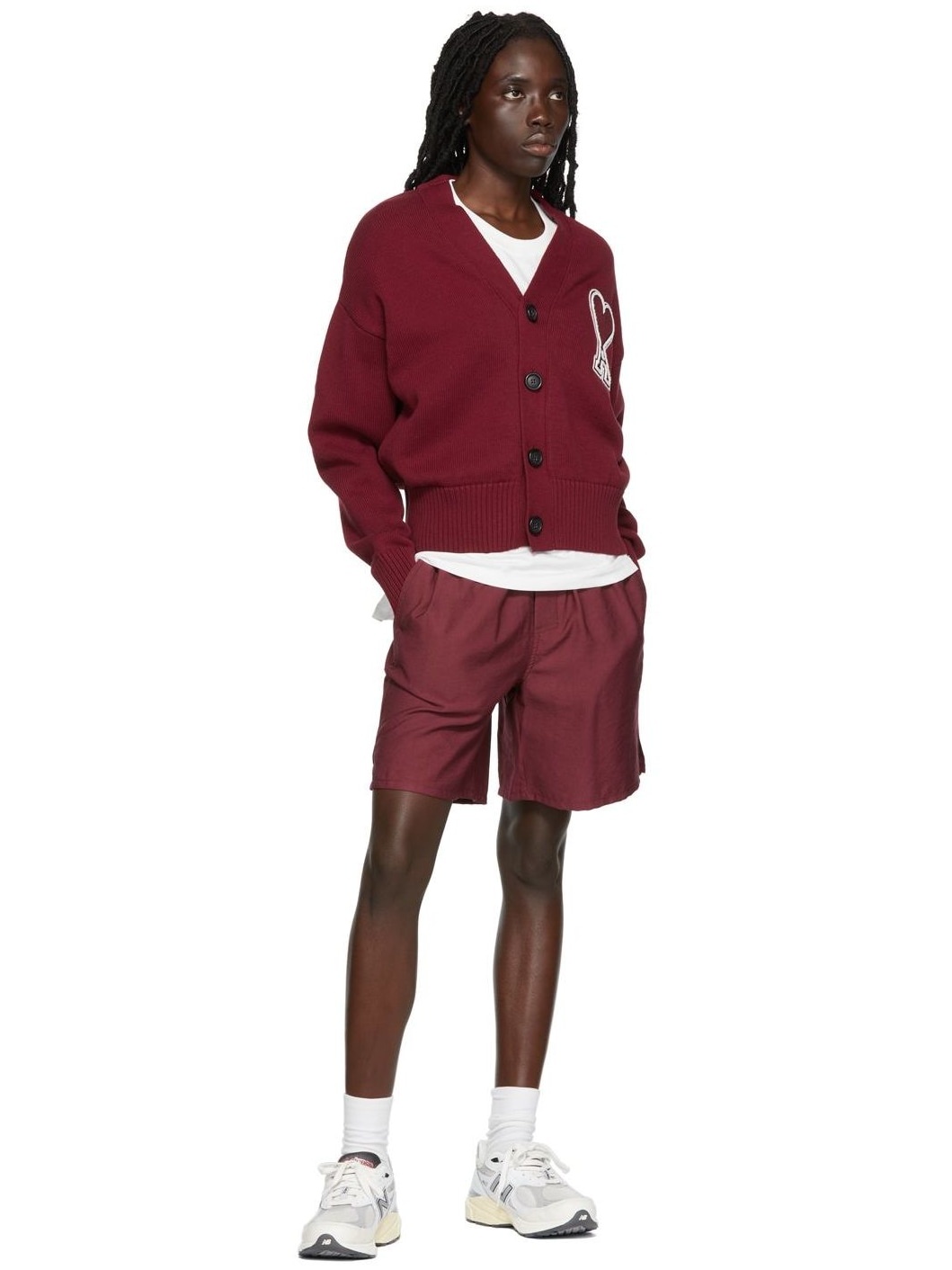 SSENSE Exclusive Burgundy Viscose Shorts - 4