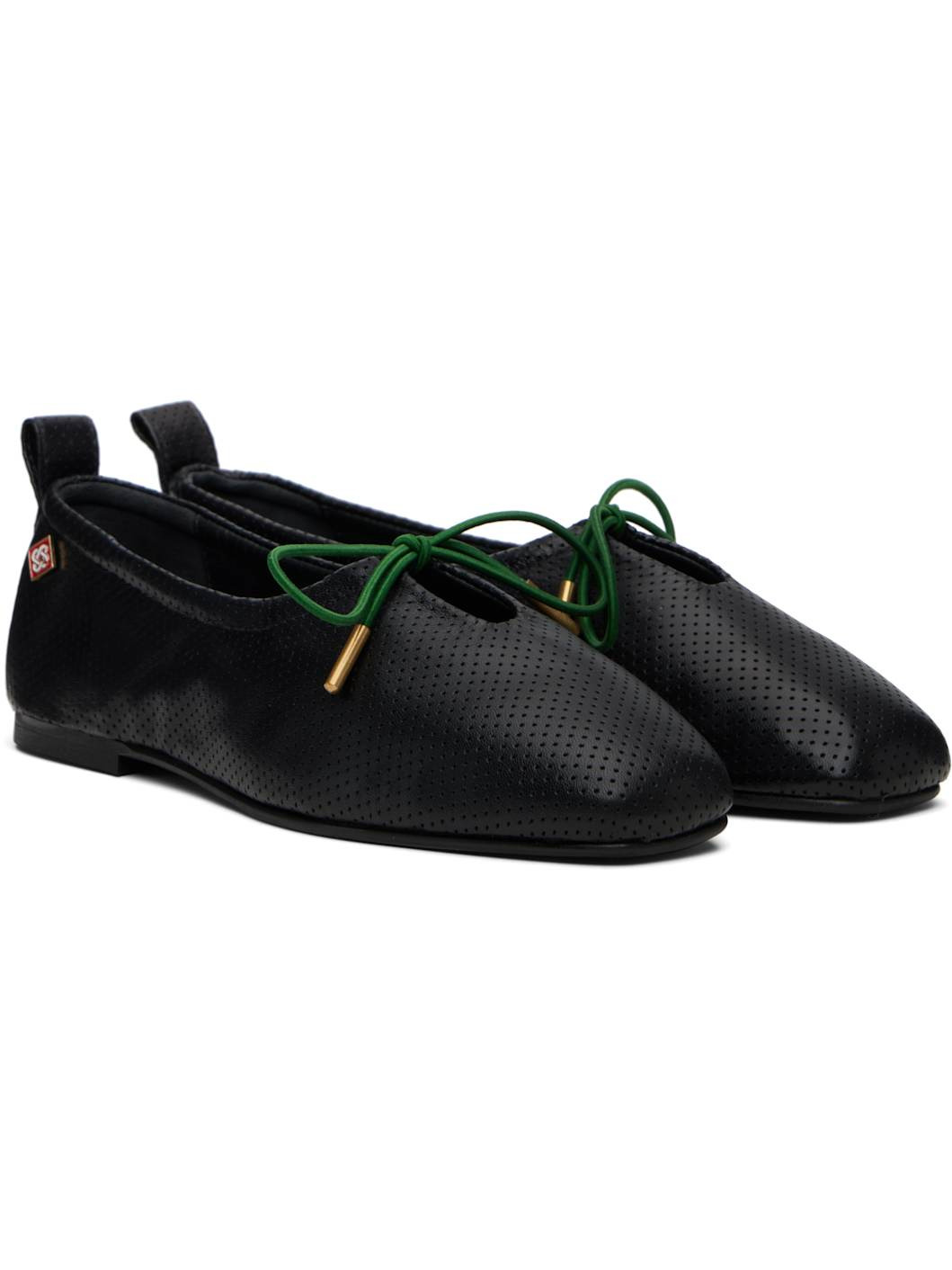 Black Perforated Ballet Flats - 4