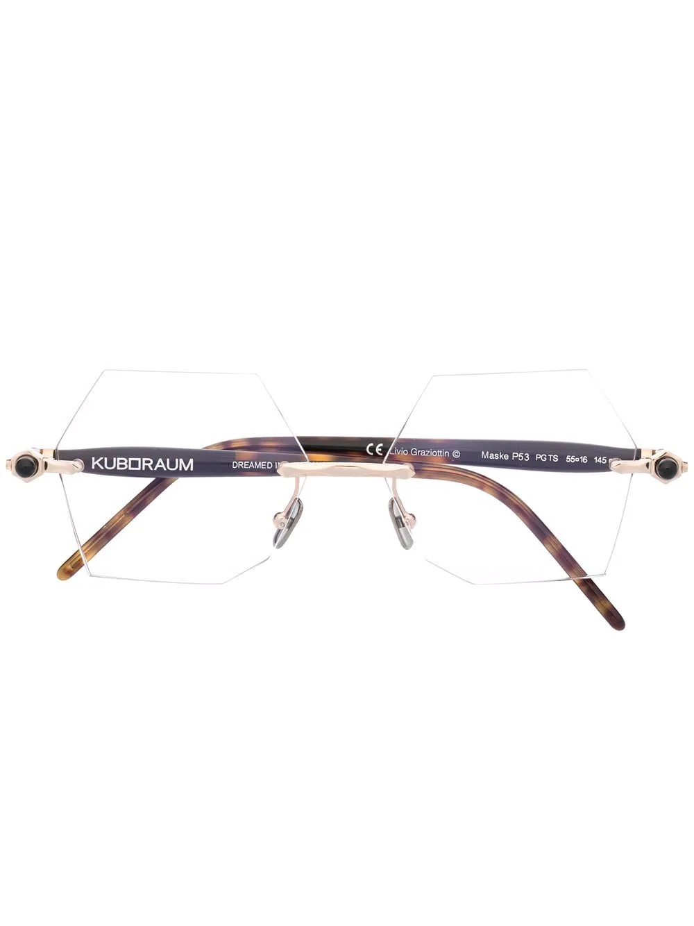 tortoiseshell-effect hexagonal-frame glasses - 1