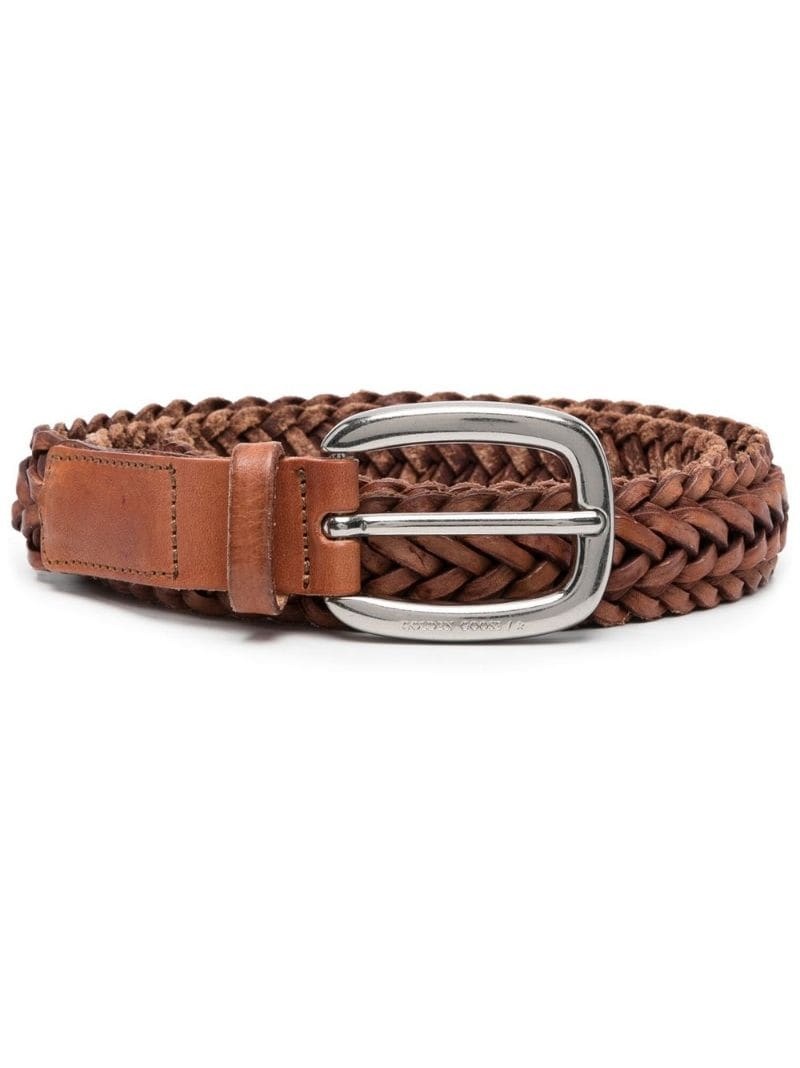woven leather belt - 1