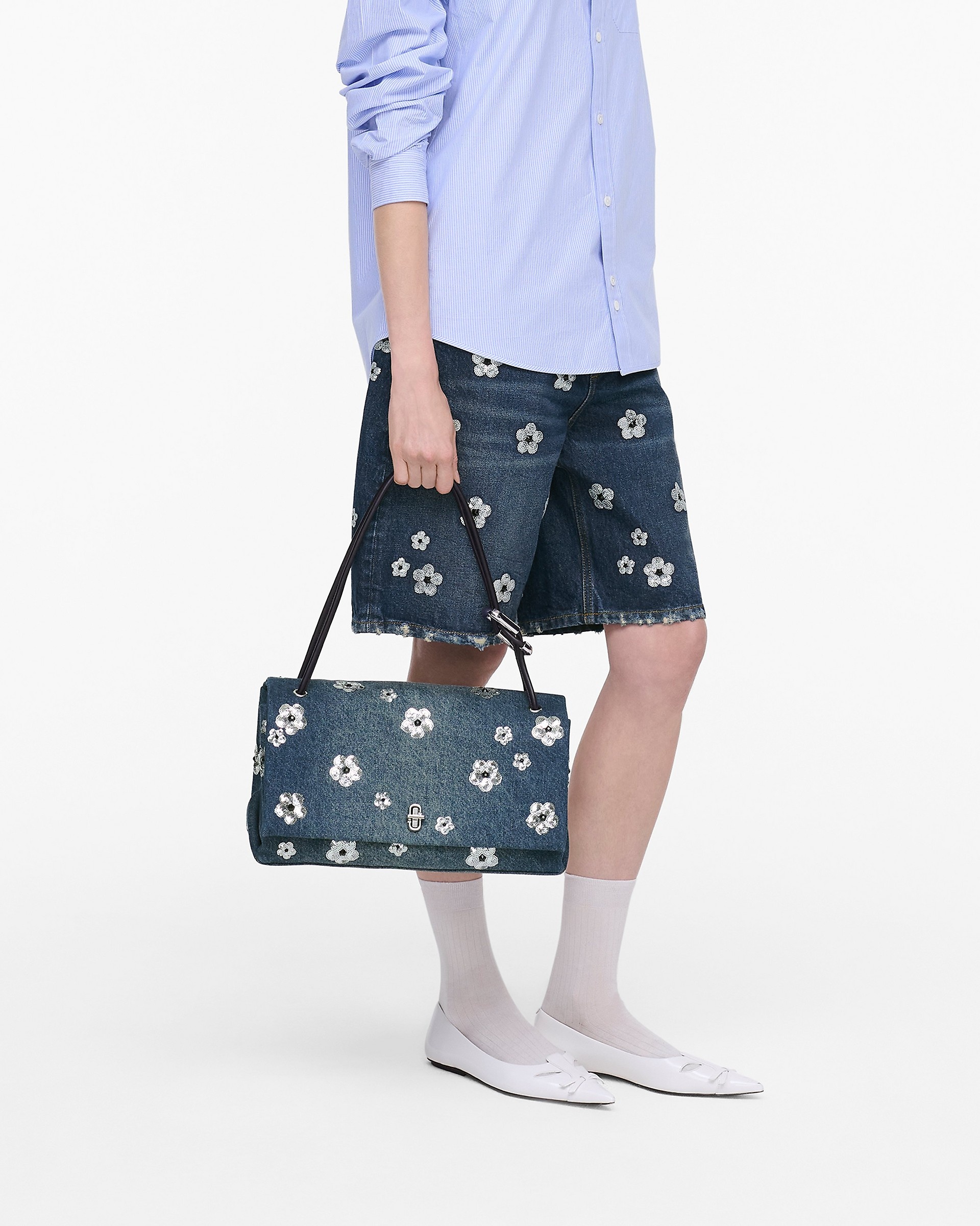 THE SEQUIN DAISY DENIM LARGE DUAL BAG - 8