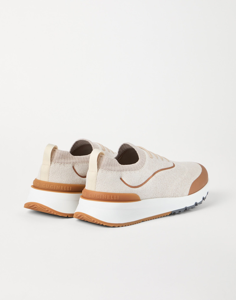 Brunello Cucinelli Techno cotton knit runners with heat-bonded details outlook