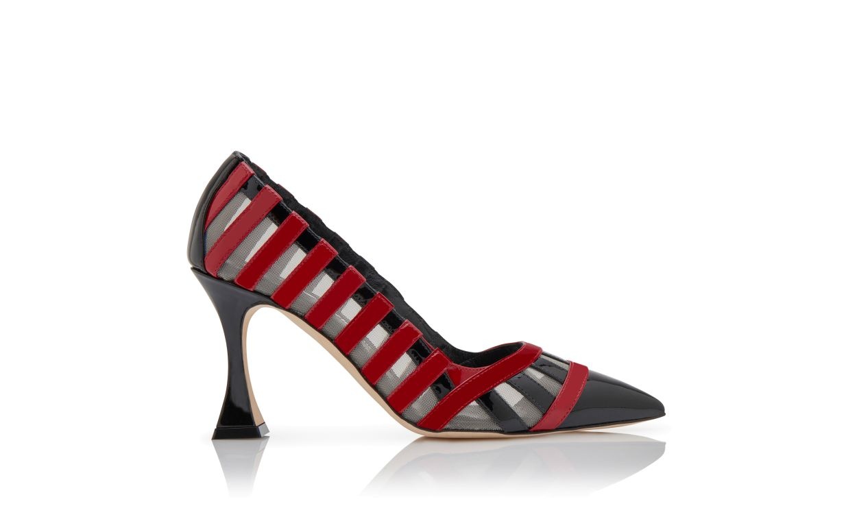 Black and Red Patent Leather Pumps - 1