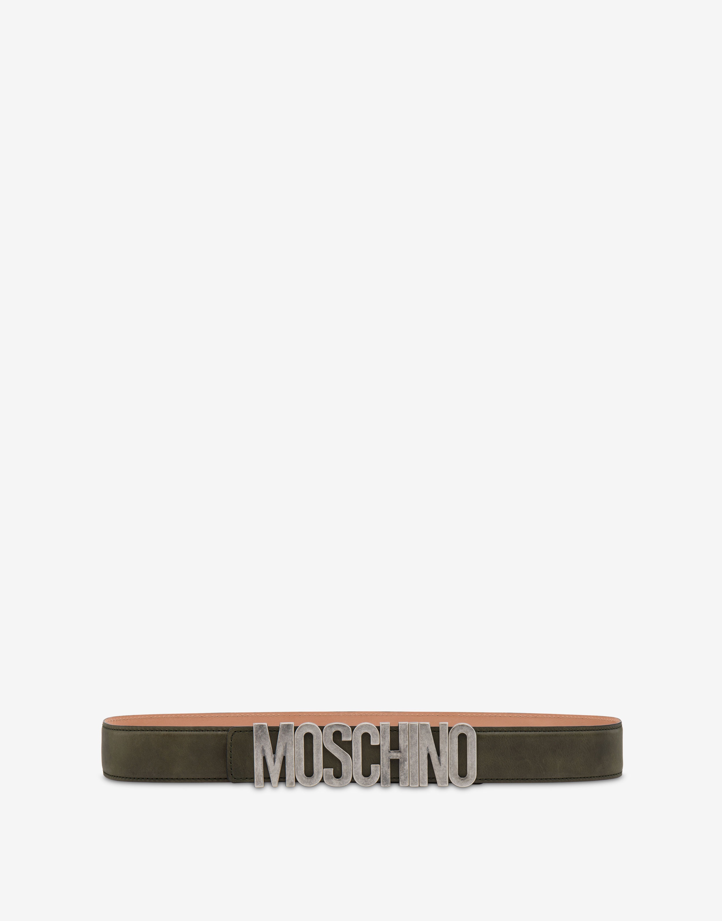 LETTERING LOGO ANTIQUED CALFSKIN BELT - 1