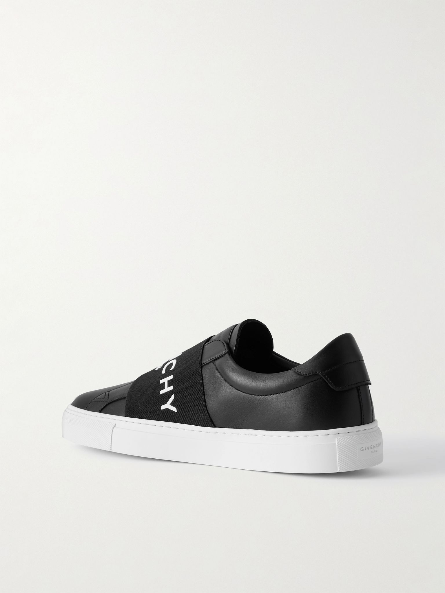 Urban Street Logo-Appliquéd Webbing-Trimmed Leather Slip-On Sneakers Black - 4