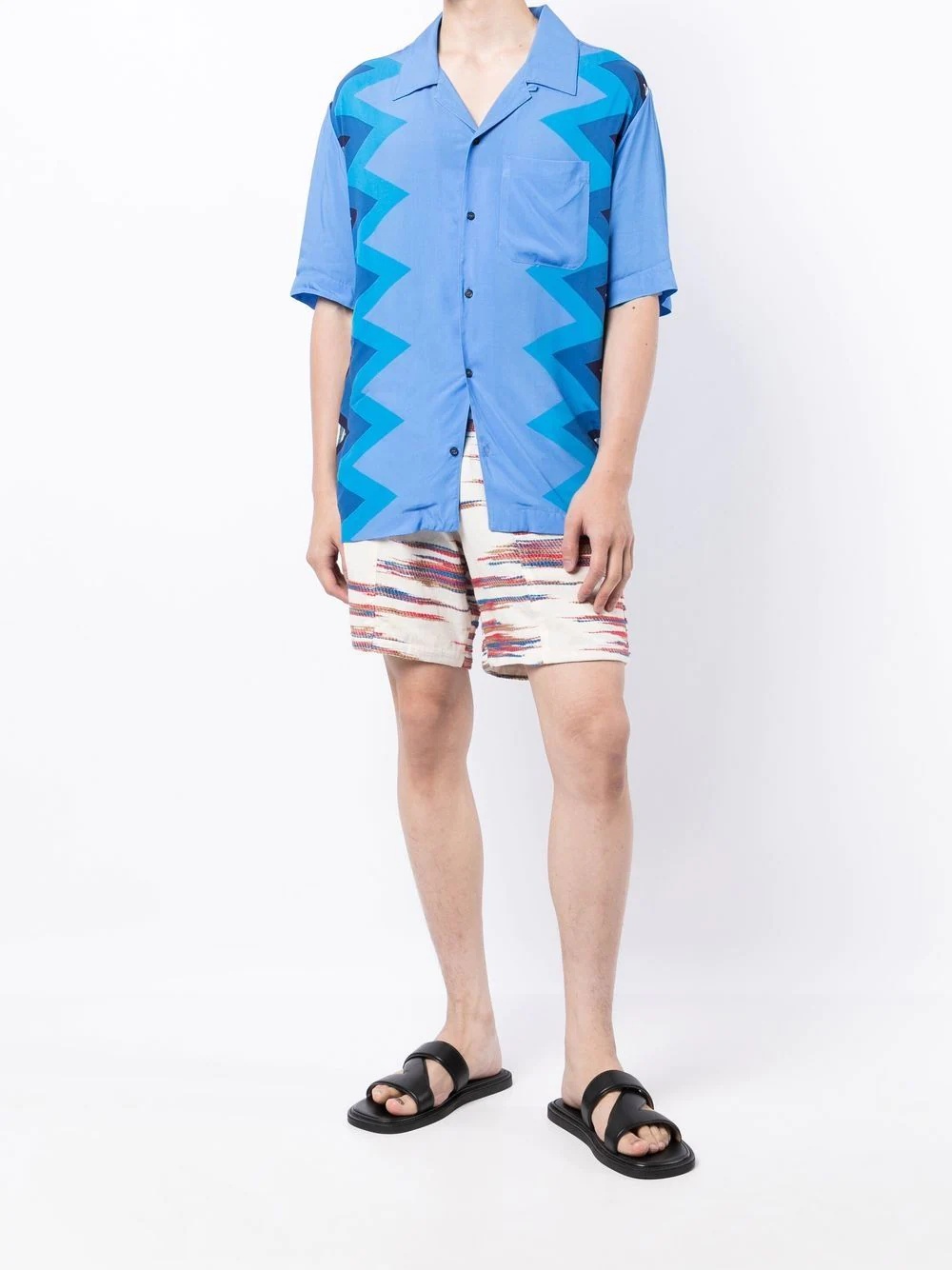 chevron-print short-sleeved shirt - 2