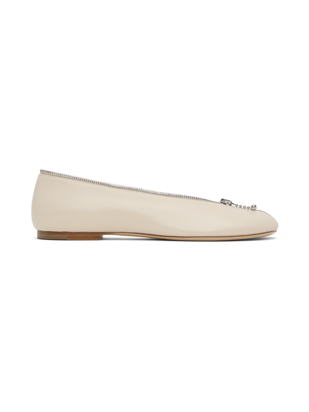 Off-White Leather Sadler Zip Ballerina Flats - 1