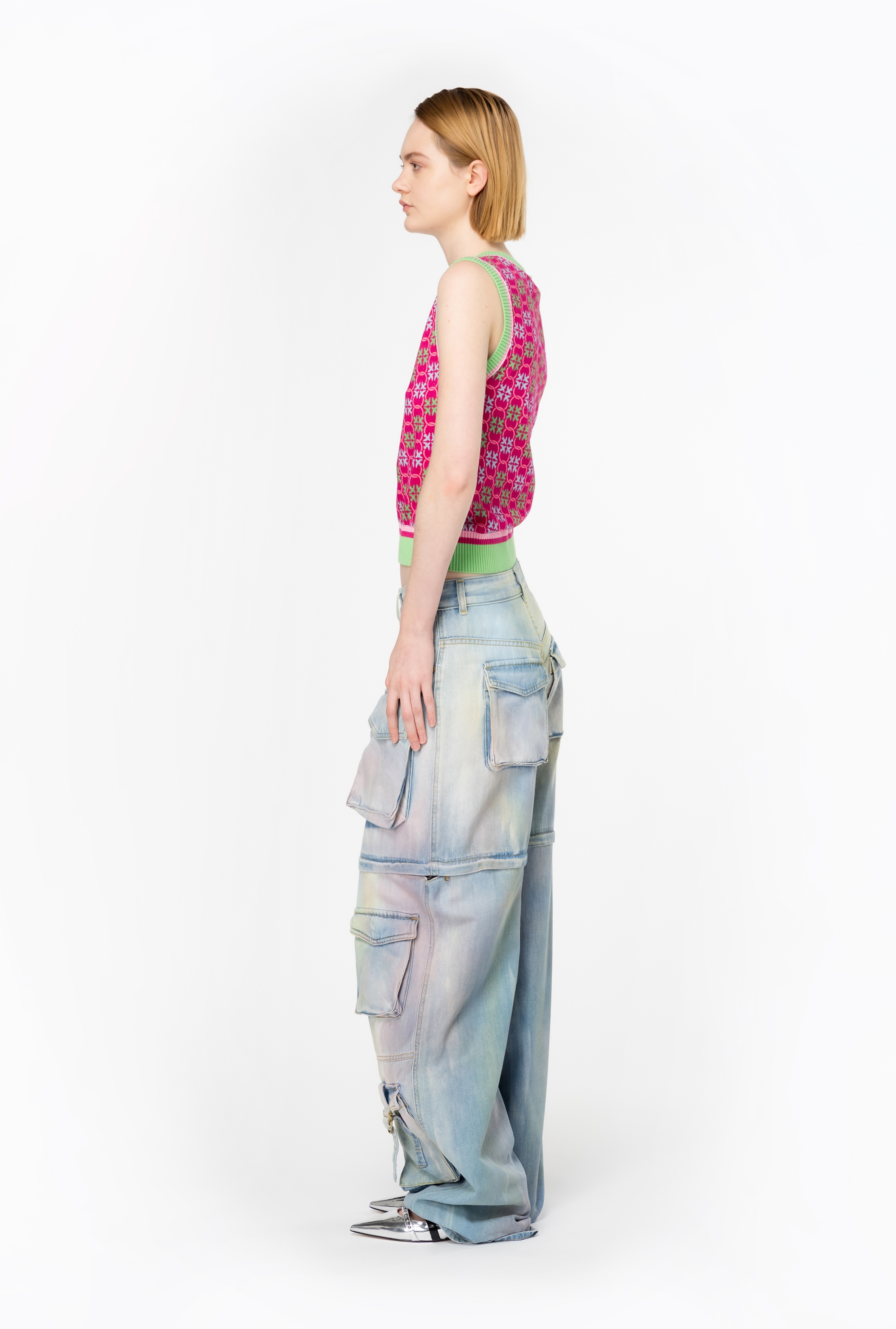 MULTICOLOURED DUSTY DENIM CARGO JEANS - 3