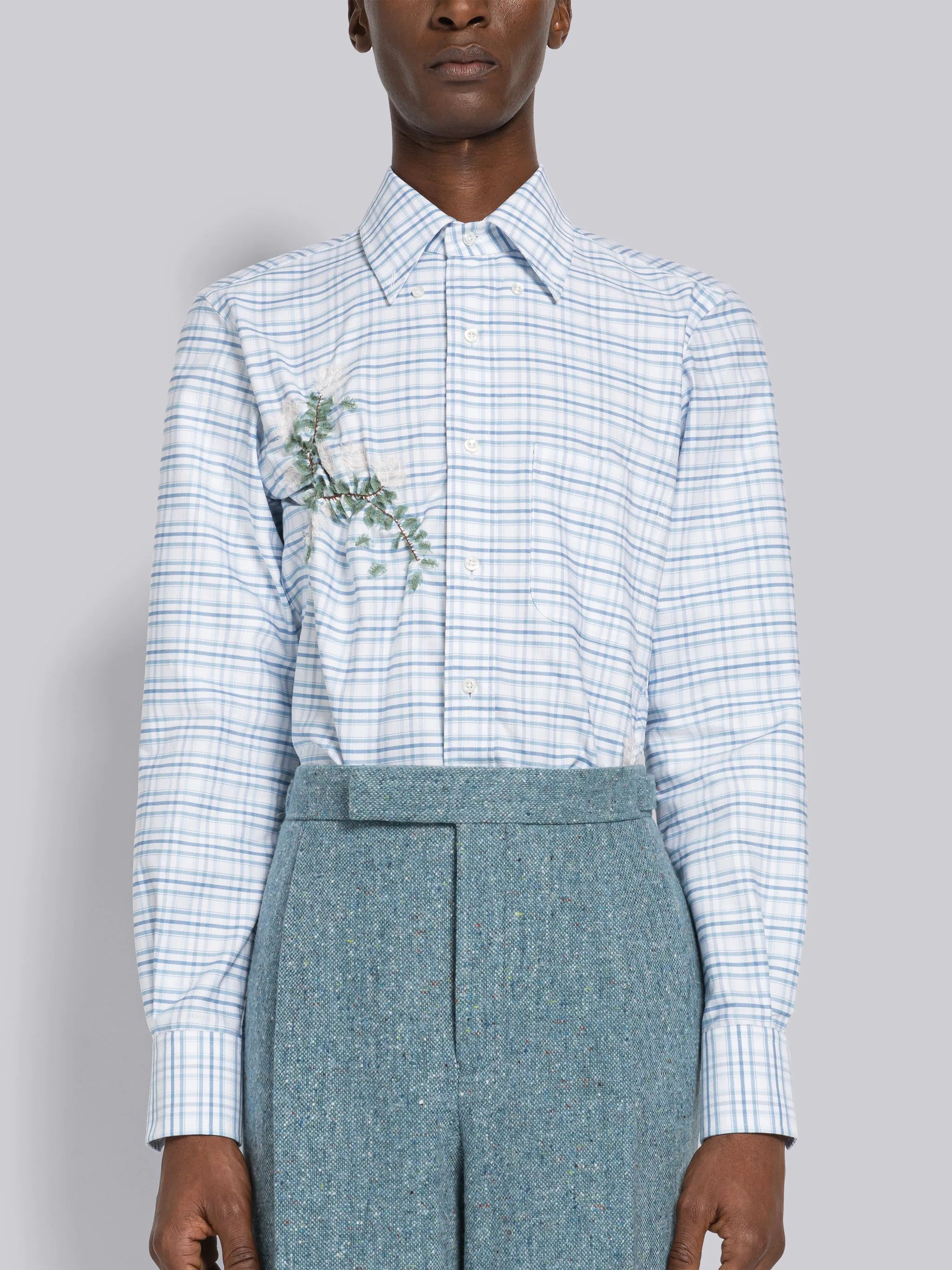 Gathered Blanket Stitch Applique Shirt - 1
