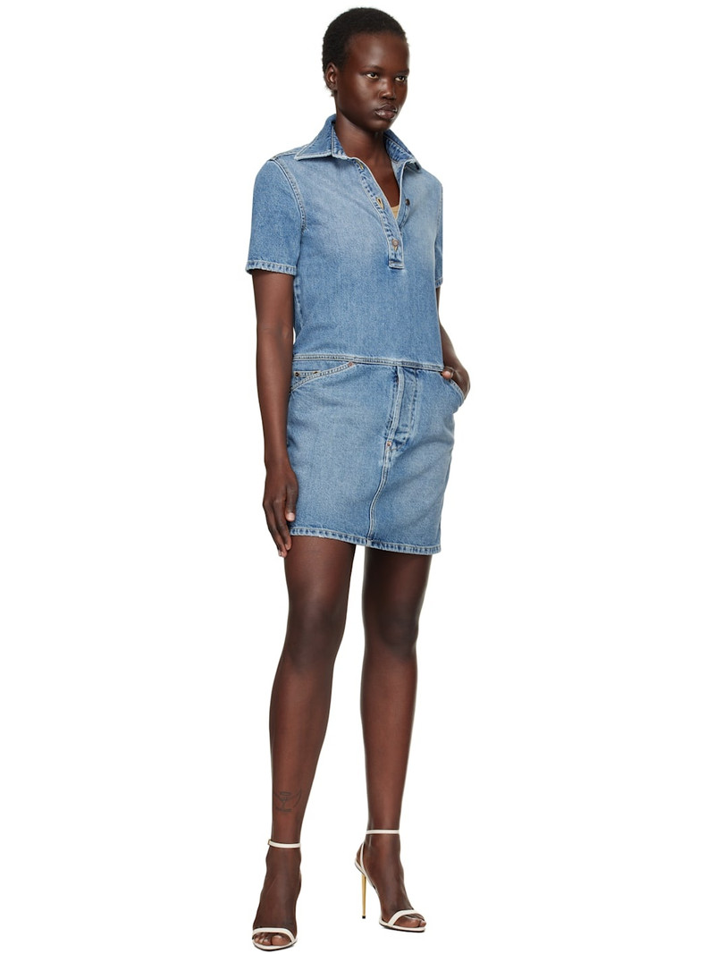 Moschino Blue Laurel Crown Emblem Denim Minidress outlook