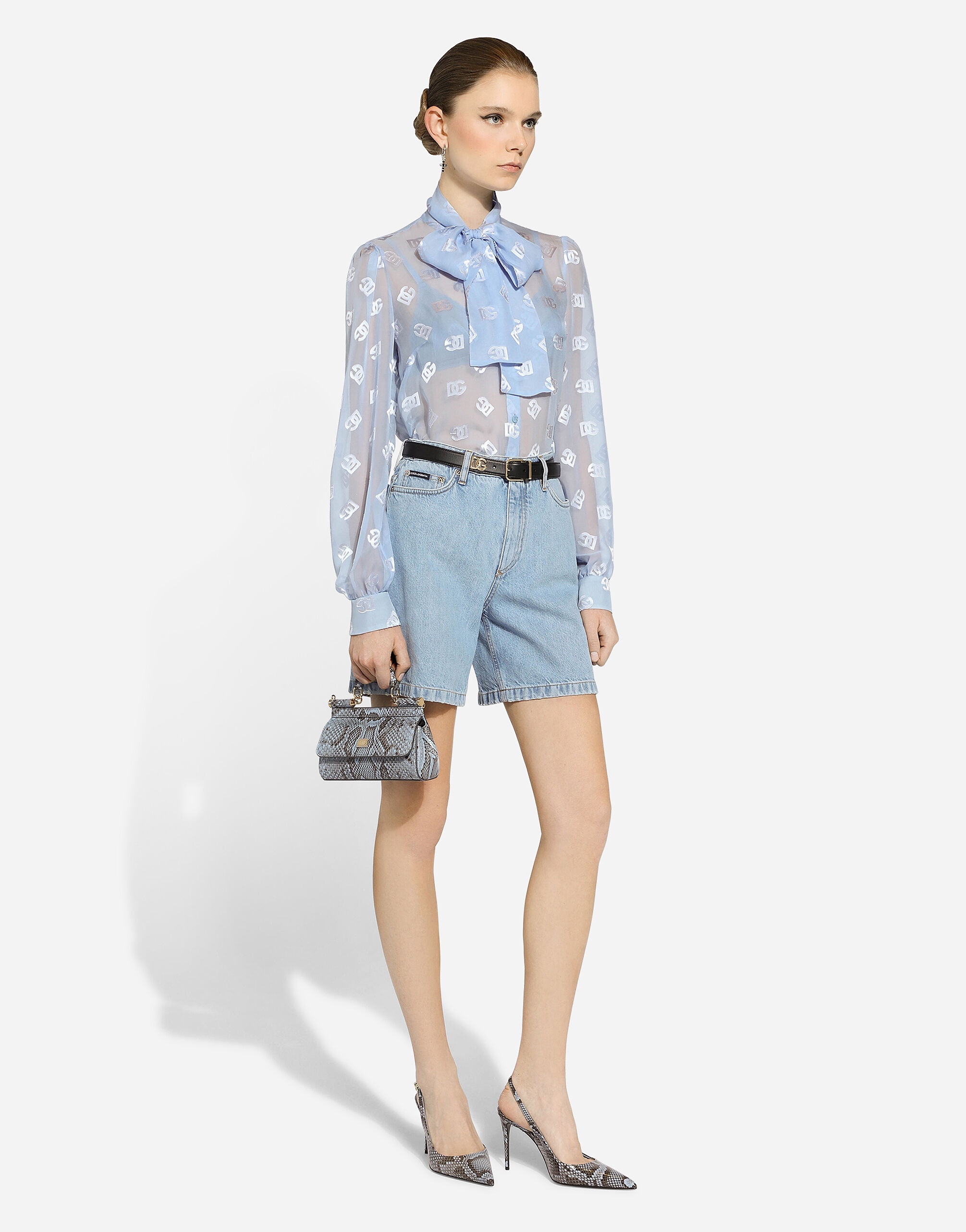 Dévoré silk shirt with DG logo - 5