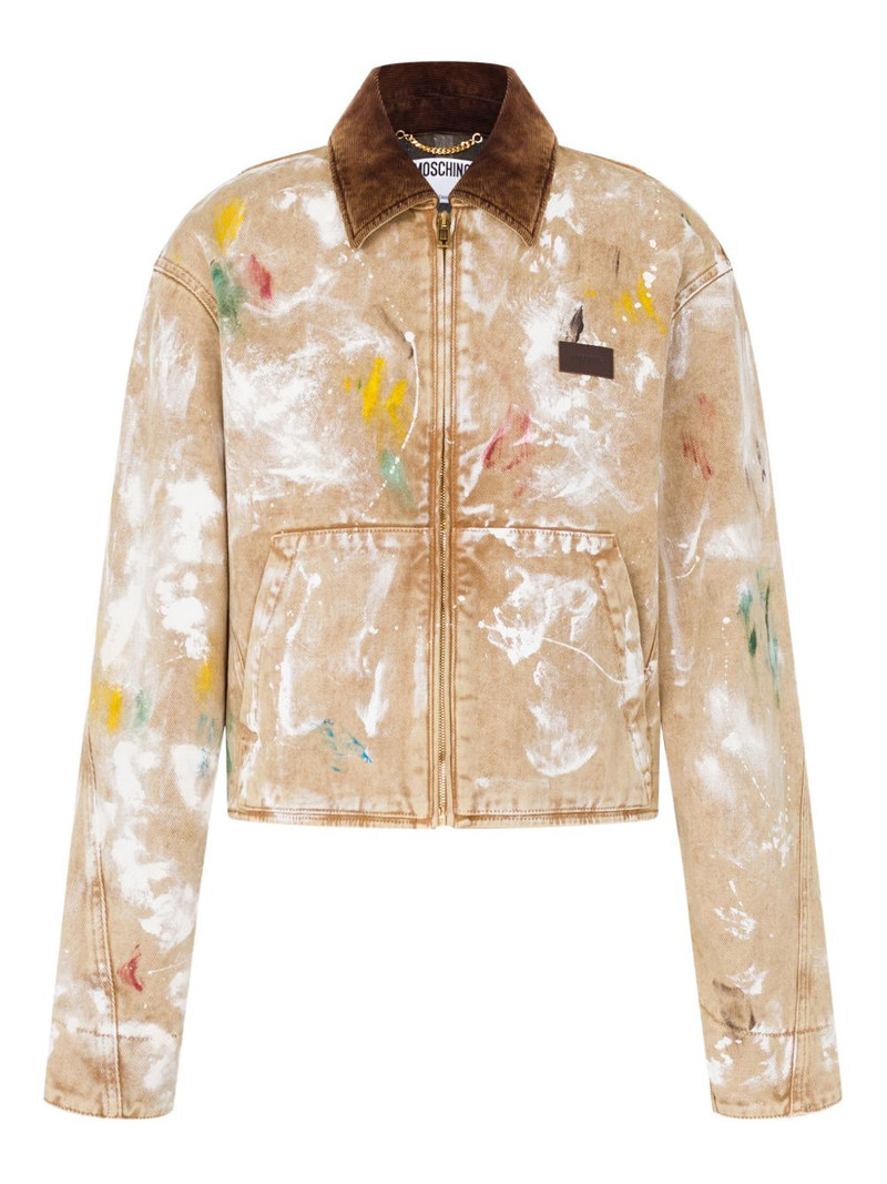 paint-splatter corduroy-collar jacket 1