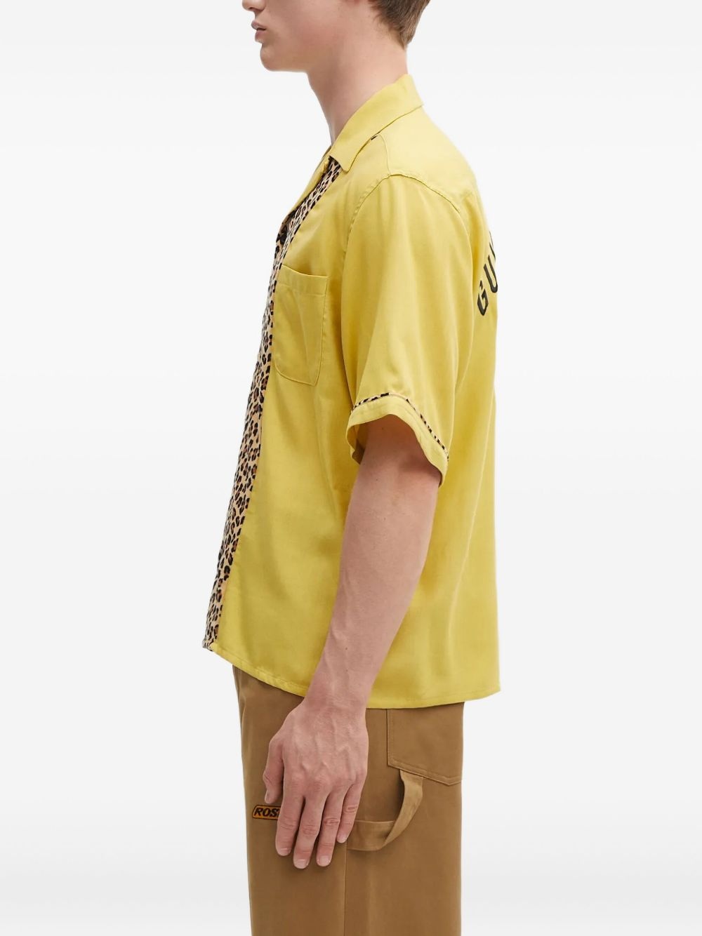leopard-print panel shirt - 3