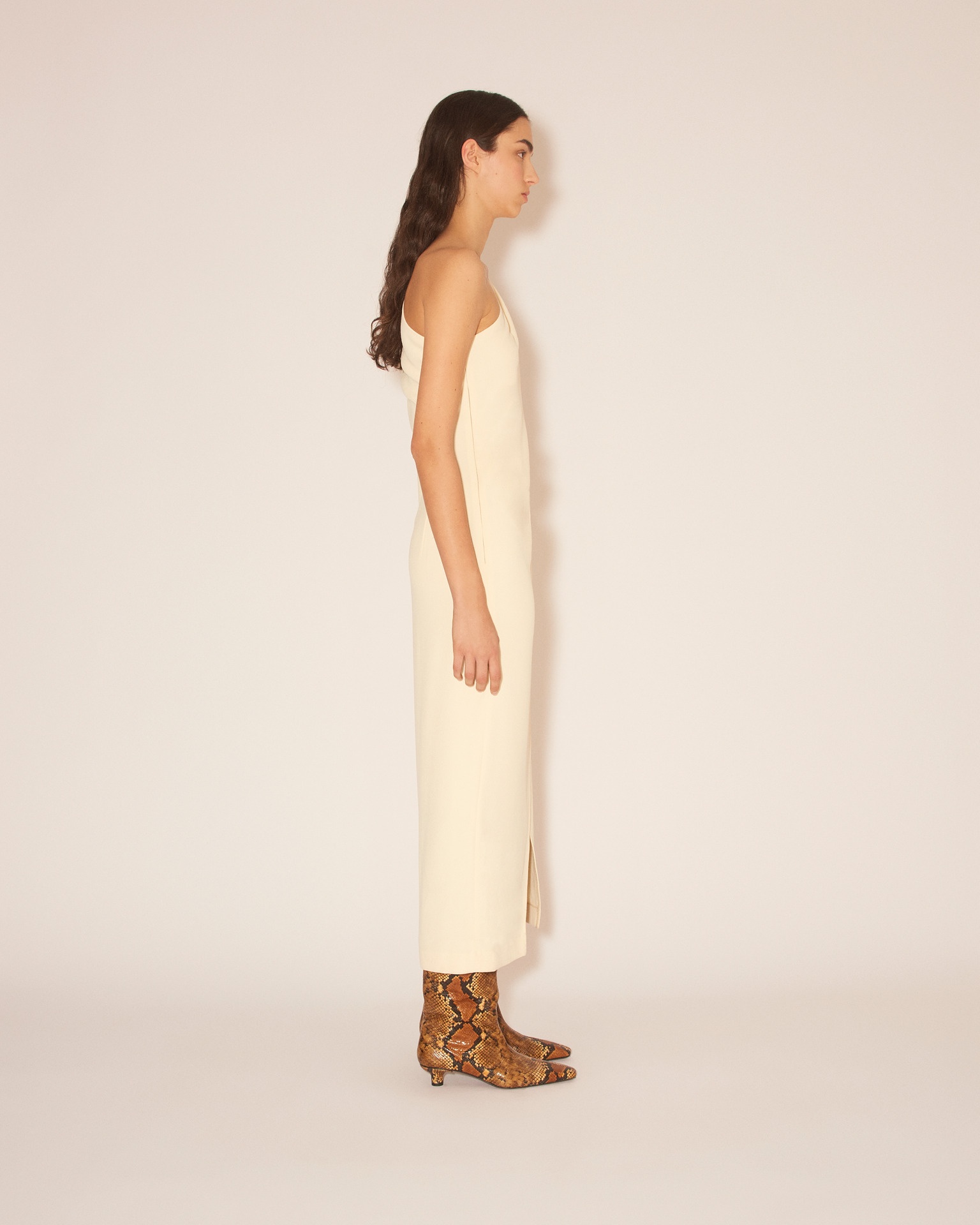 FLORENCE - Assymetric one sleeve wrap dress - Vanilla - 4