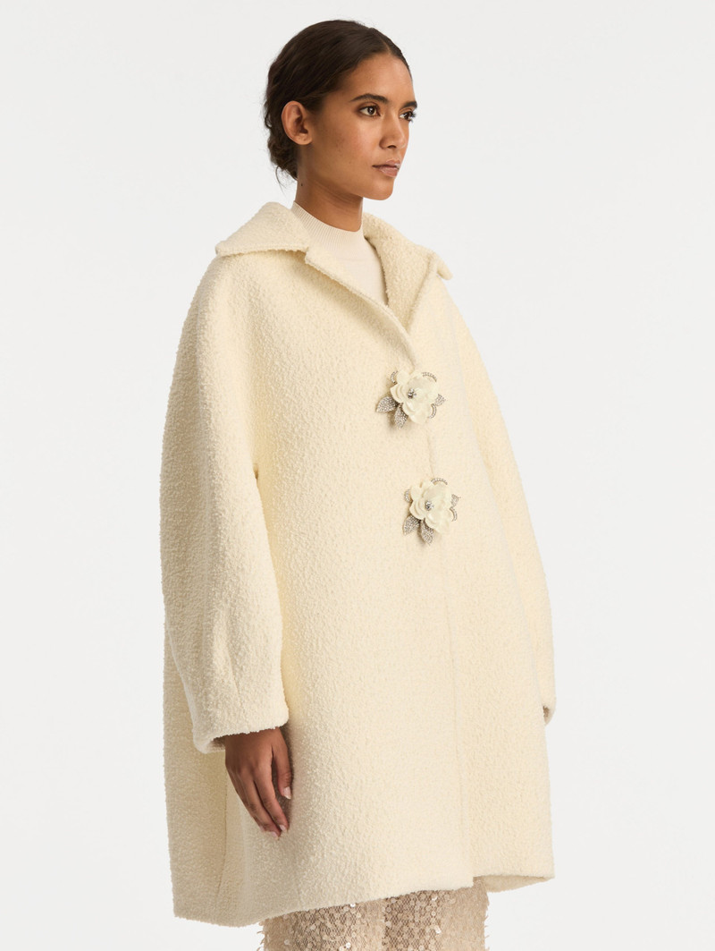 FLORAL BUTTON BOUCLÉ TWEED COAT 5