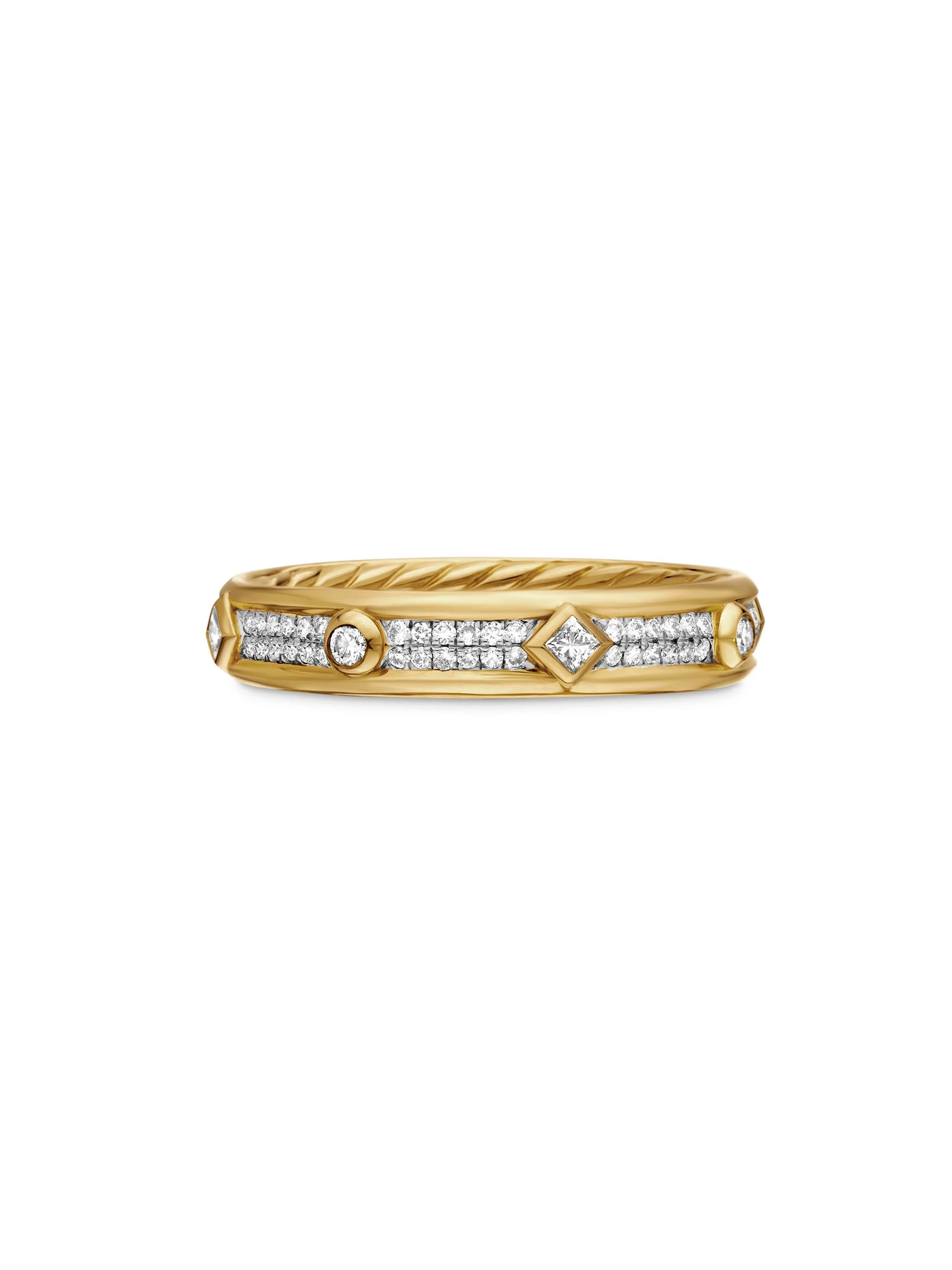 Women's Modern Renaissance Band Ring in 18K Yellow Gold - Diamond - 1