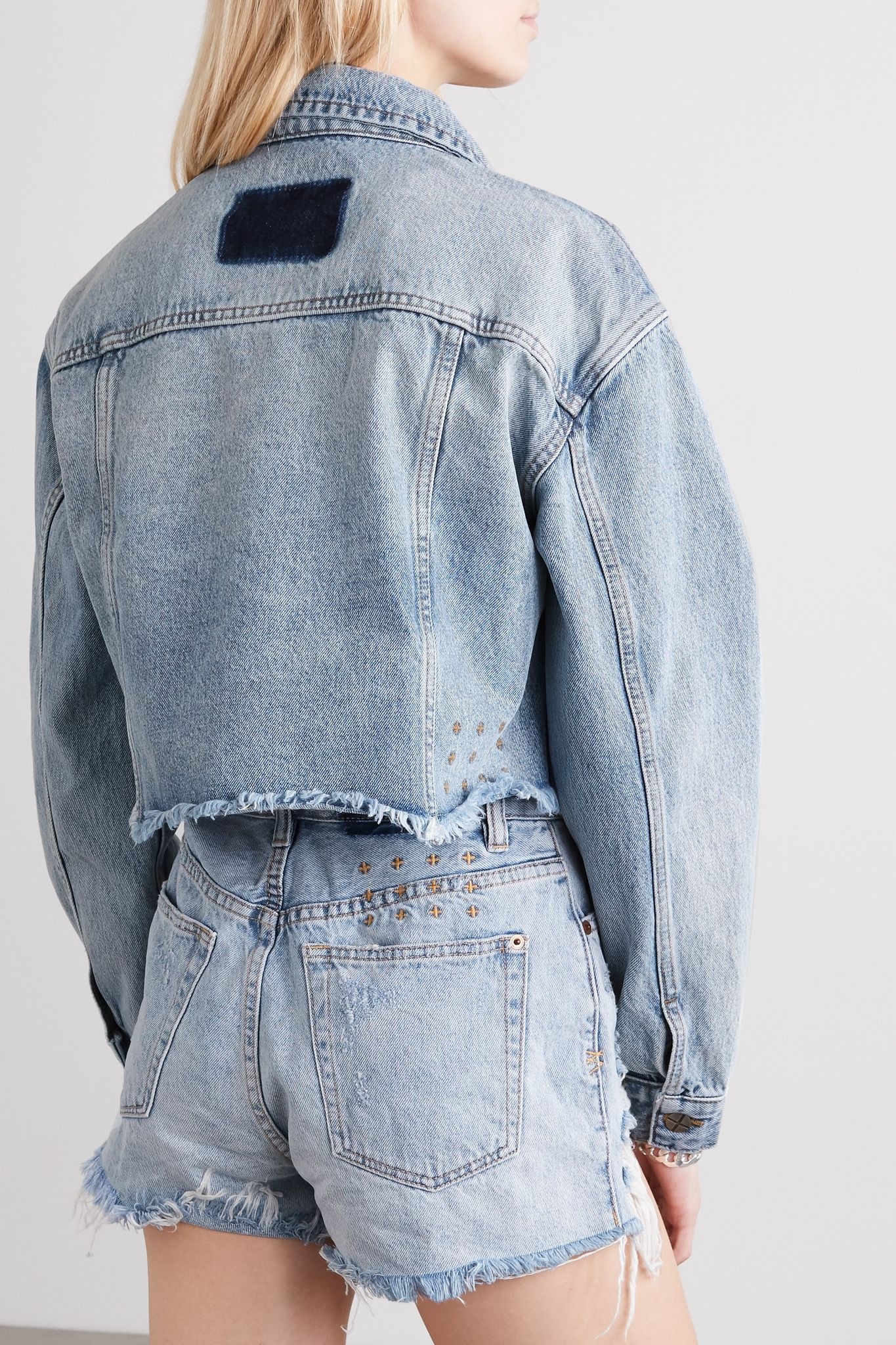 Daggerz cropped distressed denim jacket - 4