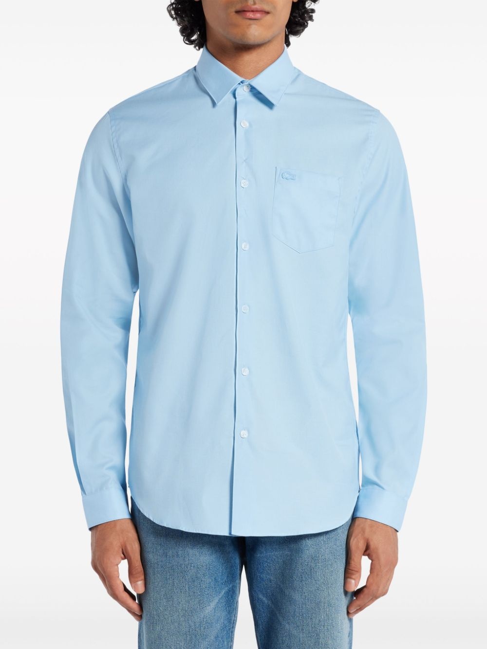 logo-embroidered cotton shirt - 3