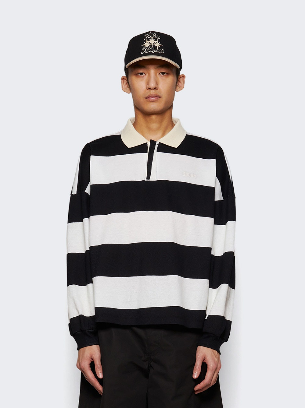 Striped Pique Polo Shirt White And Blue - 2