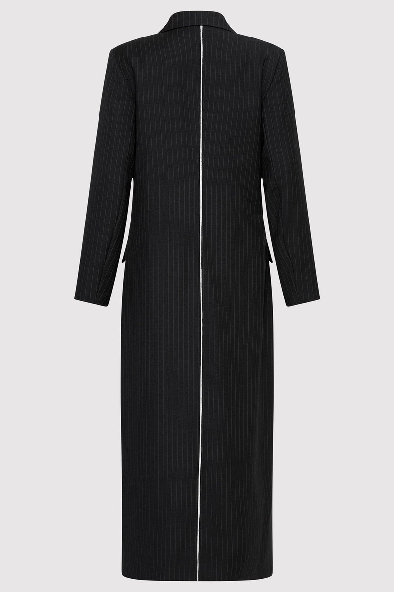 ST. AGNI Pinstripe Maxi Coat - Black outlook