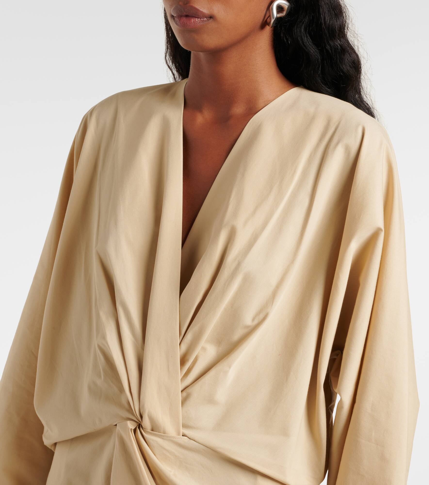 Ailin draped cotton midi dress - 4