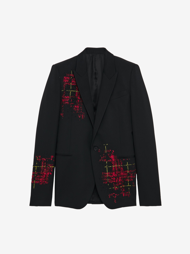 Tartan Embroidery Single-breasted Jacket 1