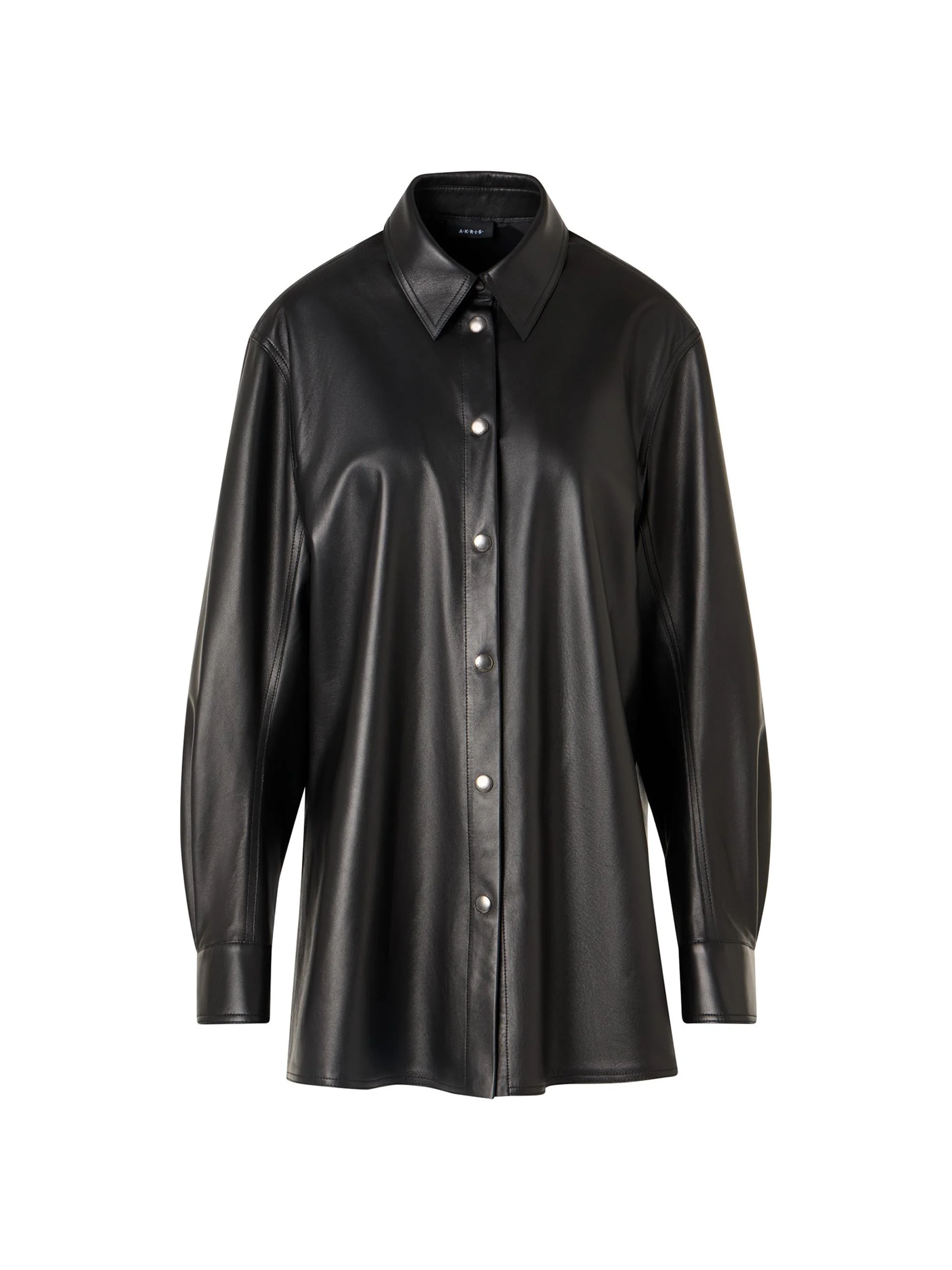Women's Oversized Leather Shirt - Black - 1